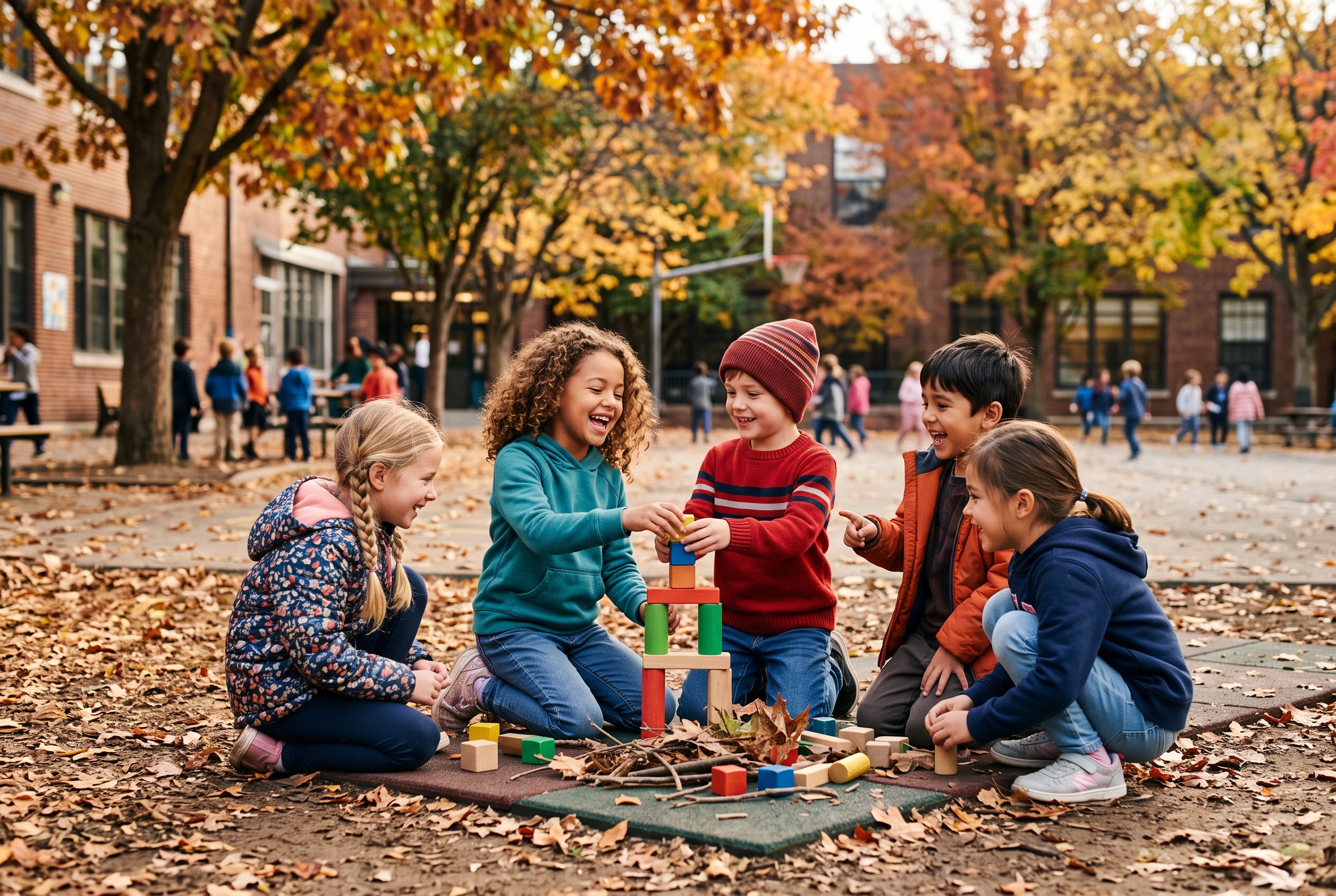 Kinder spielen zusammen im Freien